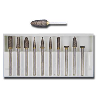 SINTERED DIAMOND BURS SET 10 PIECES Shank  3 mm.