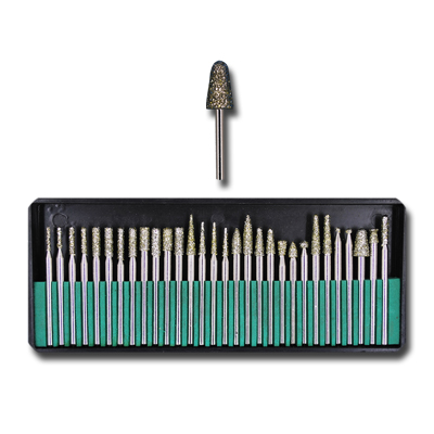 ELECTROPLATED DIAMOND BURS SET 30 Pcs. Shank  mm.3 - Grit 46